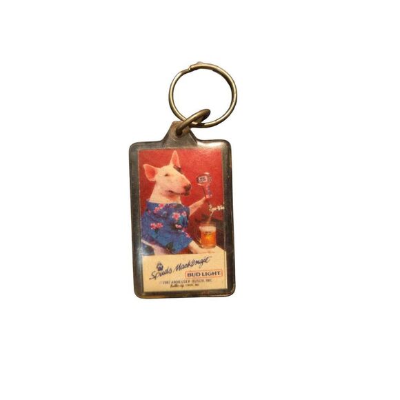 Spuds Mackenzie Bud Light 1987 Two Sided Keychain - Picture 1 of 1
